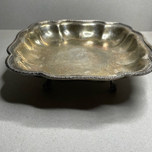 Vintage Scalloped Edge Claw Foot 7” Silver Plated Griffin Tray Hallmarked - Picture 6 of 9